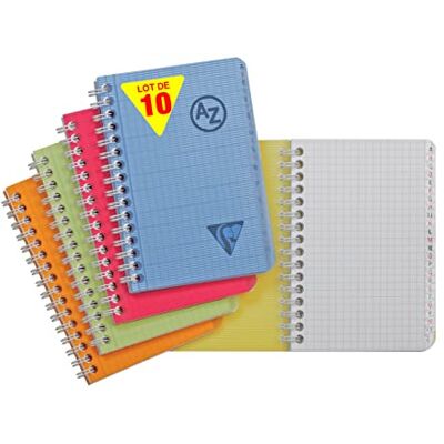 Clairefontaine 328225C samling linicolor FRESH Lot de 10 Répertoires à Spirale – 9 x 14 cm – 100 sidor Petits Carreaux – Papier Blanc 90 g – Couverture Polypro transparent – Couleurs Aléatoires Clairefontaine 328225C samling linicolor FRESH Lot de 10 Répertoires à Spirale – 9 x 14 cm – 100 sidor Petits Carreaux – Papier Blanc 90 g – Couverture Polypro transparent – Couleurs Aléatoires