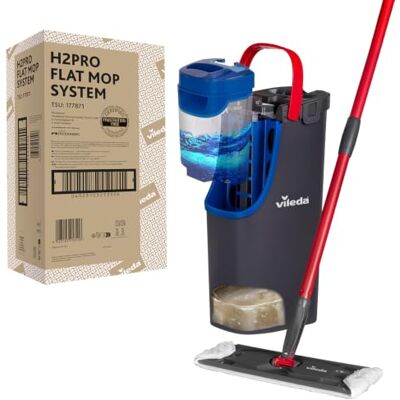 Vileda H2PrO Flat Mopp Separerar rent och Smutsigt Vatten Designad för att spara vatten Smidig urvridning Kompakt design för enkel förvaring Rengöring med mikrofiber Vileda H2PrO Flat Mopp Separerar rent och Smutsigt Vatten Designad för att spara vatten Smidig urvridning Kompakt design för enkel förvaring Rengöring med mikrofiber