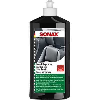 SONAX Lädervård (500 ml) Rengör försiktigt och upprätthåller alla typer av slätt läder. Vattenavvisande. Återställer färger. Artikelnr 02912000-810 SONAX Lädervård (500 ml) Rengör försiktigt och upprätthåller alla typer av slätt läder. Vattenavvisande. Återställer färger. Artikelnr 02912000-810