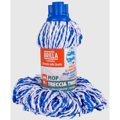 La Briantina Mop Ersättning Twist flätad mikrofiber 180 g effektiv och hållbar för varje golv – universaltråd, 30 cm La Briantina Mop Ersättning Twist flätad mikrofiber 180 g effektiv och hållbar för varje golv – universaltråd, 30 cm