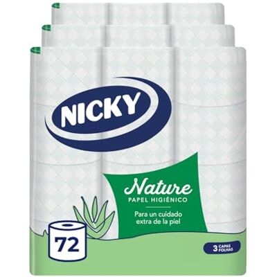 NICKY Nature Hygieniskt papper, 72 Rullar 3 Lager NICKY Nature Hygieniskt papper, 72 Rullar 3 Lager