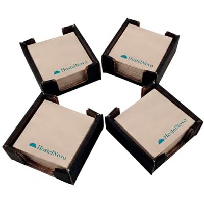 Hostelnovo Förpackning med 100% återvinningsbara och biologiskt nedbrytbara pappersservetter + 4 svarta återvunna pappersservetter, perfekt för Cocktail, 10 x 10 cm hopvikt. Hostelnovo Förpackning med 100% återvinningsbara och biologiskt nedbrytbara pappersservetter + 4 svarta återvunna pappersservetter, perfekt för Cocktail, 10 x 10 cm hopvikt.