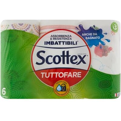 Köksrulle Scottex Tutto Fare - Maxi roller - Förpackning av 6 Köksrulle Scottex Tutto Fare - Maxi roller - Förpackning av 6