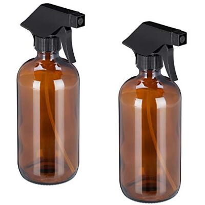 Relaxdays Sprayflaska glas, 2 x 500 ml, set, påfyllningsbar, dimma och stråle, hårvård, rengöring, spridare, tom, brun Relaxdays Sprayflaska glas, 2 x 500 ml, set, påfyllningsbar, dimma och stråle, hårvård, rengöring, spridare, tom, brun
