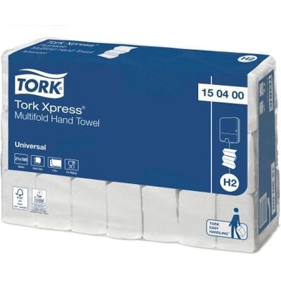 Tork Xpress® Vita H2 Multifold Handdukar, Universalkvalitet, Ekonomi, Z-böjda, 21 x 190 handdukar, 150400 Tork Xpress® Vita H2 Multifold Handdukar, Universalkvalitet, Ekonomi, Z-böjda, 21 x 190 handdukar, 150400