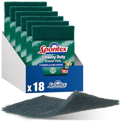 Spontex kraftiga skurdynor 3-pack (paket med 6, totalt 18 skurdynor), grön Spontex kraftiga skurdynor 3-pack (paket med 6, totalt 18 skurdynor), grön