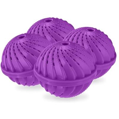 Relaxdays Tvättboll, set om 4, tvättboll för tvättmaskin, ekologisk, hudvänlig, tvätt utan tvättmedel, lila Relaxdays Tvättboll, set om 4, tvättboll för tvättmaskin, ekologisk, hudvänlig, tvätt utan tvättmedel, lila