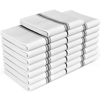 Zeppoli klassiska kökshanddukar – 100% naturliga bomullshanddukar – återanvändbara rengöringsdukar – superabsorberande – maskin (15-pack, svartrandig) Zeppoli klassiska kökshanddukar – 100% naturliga bomullshanddukar – återanvändbara rengöringsdukar – superabsorberande – maskin (15-pack, svartrandig)