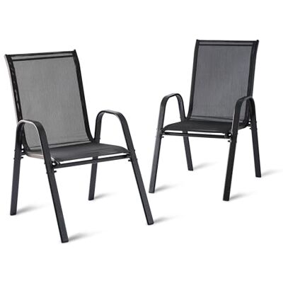 Relaxdays Trädgårdsstolar, 4-delars set, hög rygg, armstöd, stapelbar, 150 kg kapacitet, polyester och metall, antracit, 90 x 56 x Relaxdays Trädgårdsstolar, 4-delars set, hög rygg, armstöd, stapelbar, 150 kg kapacitet, polyester och metall, antracit, 90 x 56 x