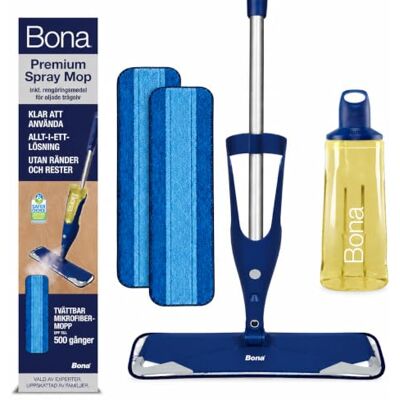 Bona Spraymopp för Oljade Trägolv, Golvmopp med 2x Mikrofibermopp 850 ml rengöringsmedel ingår, 2 tvättbara moppar, För oljebehandlade golv, Roterande mopphuvud Bona Spraymopp för Oljade Trägolv, Golvmopp med 2x Mikrofibermopp 850 ml rengöringsmedel ingår, 2 tvättbara moppar, För oljebehandlade golv, Roterande mopphuvud