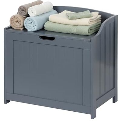 Relaxdays 80 l, för smutstvätt, sängkläder och leksaker, badrum, förvaringsbord med lock, MDF, grå Relaxdays 80 l, för smutstvätt, sängkläder och leksaker, badrum, förvaringsbord med lock, MDF, grå