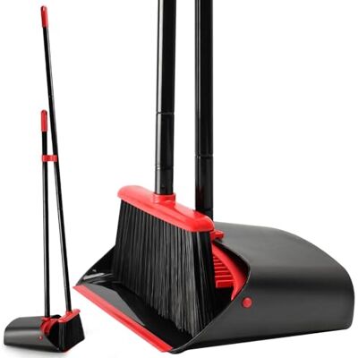 TreeLen Broom and Dustpan Set for Home,Upright Broom and Dustpan Combo Sweep Set TreeLen Broom and Dustpan Set for Home,Upright Broom and Dustpan Combo Sweep Set