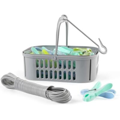 Beldray 30 ultrapreppspinnar, korg och tvättlina – hopfällbar pinnkorg, krokar på linje, TPR säkert enkelt grepp, dräneringshål för att frigöra regn, 20 meter, fukt/rostbeständig, långvarig Beldray 30 ultrapreppspinnar, korg och tvättlina – hopfällbar pinnkorg, krokar på linje, TPR säkert enkelt grepp, dräneringshål för att frigöra regn, 20 meter, fukt/rostbeständig, långvarig