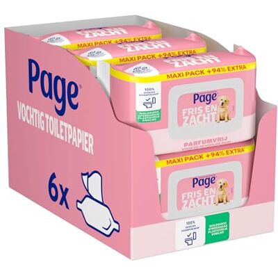 Page Fuktigt toalettpapper – känslig maxipack – 444 stycken (6 x 74 st) – värdepaket Page Fuktigt toalettpapper – känslig maxipack – 444 stycken (6 x 74 st) – värdepaket
