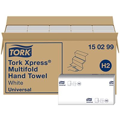 Tork Xpress Prisvärd Multifold Handduk vit H2, Universal-kvalitet, 2-lagers, Z-vikt, 100% återvunna fibrer, 20 x 237 ark, 150299 Tork Xpress Prisvärd Multifold Handduk vit H2, Universal-kvalitet, 2-lagers, Z-vikt, 100% återvunna fibrer, 20 x 237 ark, 150299
