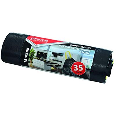 OFFICER PRODUCTS Office Products 22023218-05 soppåsar 35 L – 15 stycken med dragband extra stark LDPE soppåsar soppåsar papperspåse för hushållsavfall färg: Svart Filmtjocklek: 25 μm OFFICER PRODUCTS Office Products 22023218-05 soppåsar 35 L – 15 stycken med dragband extra stark LDPE soppåsar soppåsar papperspåse för hushållsavfall färg: Svart Filmtjocklek: 25 μm