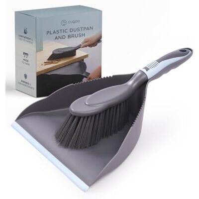 CUQOO Plastsopskyffel och borstset – kompakt handborste och dammpanna för hemrengöring med enkelt grepphandtag, fast borst och korrugerad kant CUQOO Plastsopskyffel och borstset – kompakt handborste och dammpanna för hemrengöring med enkelt grepphandtag, fast borst och korrugerad kant