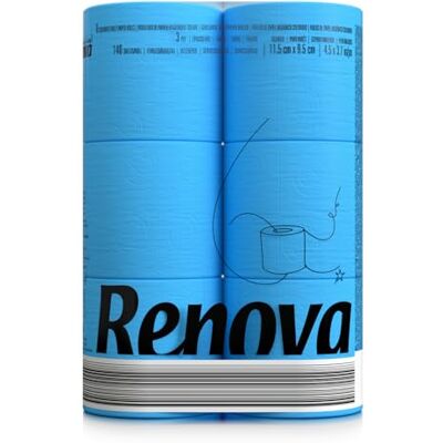 Renova Hygieniskt papper, Färg Blå 3 Paket med 6 Rullar Renova Hygieniskt papper, Färg Blå 3 Paket med 6 Rullar