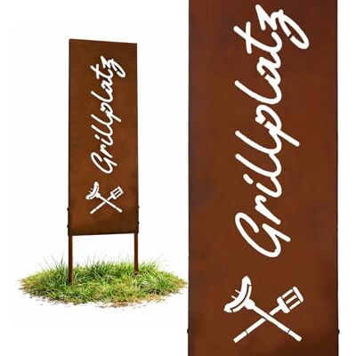 Relaxdays Trädgårdsdekoration i ädelsten, grillplats, HB: 85 x 28 cm, trädgårdskontakt väderbeständig, rustik, för plug, järn brun Relaxdays Trädgårdsdekoration i ädelsten, grillplats, HB: 85 x 28 cm, trädgårdskontakt väderbeständig, rustik, för plug, järn brun
