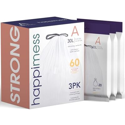 happimess HPM3000A-WHITE 19 liter dragsko papperskorgsfoder, vit, 60-Count, 3-pack med 20 foder happimess HPM3000A-WHITE 19 liter dragsko papperskorgsfoder, vit, 60-Count, 3-pack med 20 foder