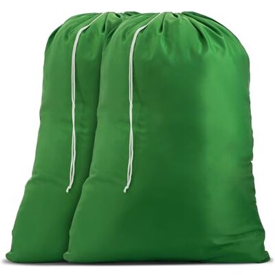Handy Laundry Tvättpåse i nylon – låsning av dragsko och kan tvättas i maskin. Dessa stora väskor passar en tvättkorg eller korg och stark nog för att bära upp till tre massor av kläder. (Grön 2-pack) Handy Laundry Tvättpåse i nylon – låsning av dragsko och kan tvättas i maskin. Dessa stora väskor passar en tvättkorg eller korg och stark nog för att bära upp till tre massor av kläder. (Grön 2-pack)