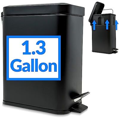 Reli. Liten papperskorg med lock, 1,3 gallon (5 liter) Rostfritt stål (matt svart) Liten soptunna för badrummet Trasburk med avtagbar hink, kök rektangulär papperskorg i metall Reli. Liten papperskorg med lock, 1,3 gallon (5 liter) Rostfritt stål (matt svart) Liten soptunna för badrummet Trasburk med avtagbar hink, kök rektangulär papperskorg i metall