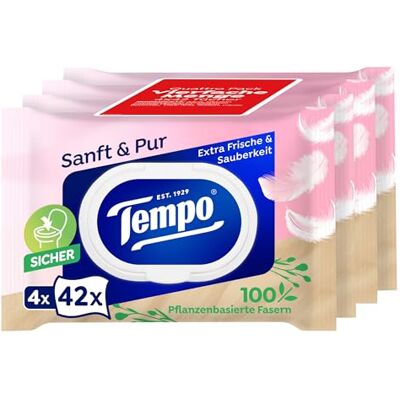 Tempo våta toaletthanddukar mjuka och lila 4 x 42 våtservetter Tempo våta toaletthanddukar mjuka och lila 4 x 42 våtservetter