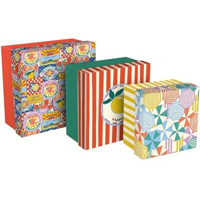 Clairefontaine 116281C Dolce Amore, Set de 3 boîtes gigognes carrées 25x25x12 cm, 20x20x11cm, et 16x16x10 cm Clairefontaine 116281C Dolce Amore, Set de 3 boîtes gigognes carrées 25x25x12 cm, 20x20x11cm, et 16x16x10 cm