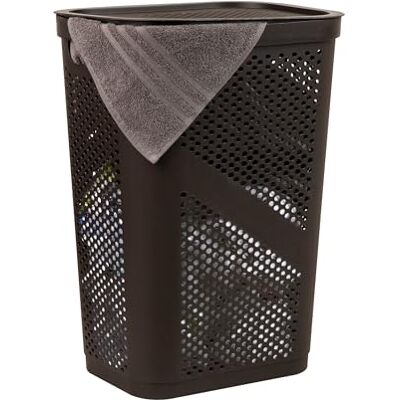 Mind Reader 60 L smal ventilerad tvättkorg, klädkorg i plast med lock, 43 cm L x 30 cm B x 60 cm H, brun Mind Reader 60 L smal ventilerad tvättkorg, klädkorg i plast med lock, 43 cm L x 30 cm B x 60 cm H, brun