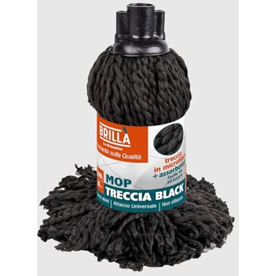 La Briantina Ersättning Mop Black mikrofiberfläta 150 g effektiv och hållbar för varje golv – universaltråd, 30 cm La Briantina Ersättning Mop Black mikrofiberfläta 150 g effektiv och hållbar för varje golv – universaltråd, 30 cm