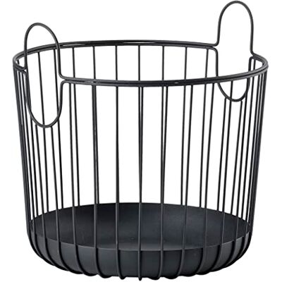 Zone Inu korg med metallhandtag, förvaringskorg, handdukskorg, gästhanddukskorg, takkorg, rund, diameter 30 cm, höjd 30,5 cm, svart Zone Inu korg med metallhandtag, förvaringskorg, handdukskorg, gästhanddukskorg, takkorg, rund, diameter 30 cm, höjd 30,5 cm, svart