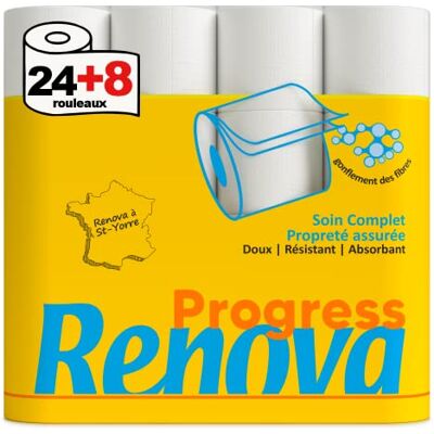 Renova Progress toalettpapper 2 lager vitt 24+8 Renova Progress toalettpapper 2 lager vitt 24+8