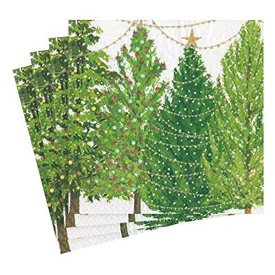 Caspari julgranar med ljus papper cocktailservetter 20 per paket Caspari julgranar med ljus papper cocktailservetter 20 per paket