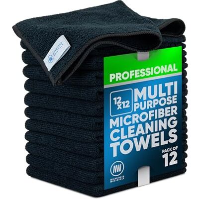 Microfiber Wholesale 12 tum x 12 tum Buff Pro mikrofiberdukar med flera ytor Svart 12-pack Premium mikrofiberhanddukar för rengöring av glas, kök, badrum, fordon, förnödenheter och produkter Microfiber Wholesale 12 tum x 12 tum Buff Pro mikrofiberdukar med flera ytor Svart 12-pack Premium mikrofiberhanddukar för rengöring av glas, kök, badrum, fordon, förnödenheter och produkter