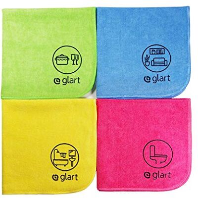 Glart Mikrofiberdukar, Grön/Blå, 4 St Glart Mikrofiberdukar, Grön/Blå, 4 St