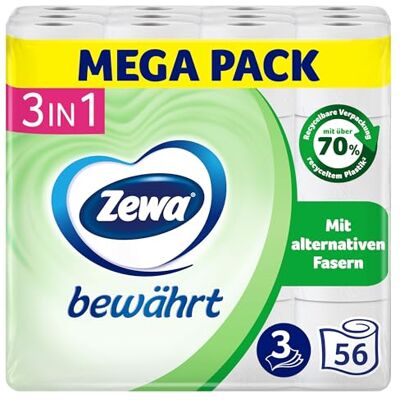 Zewa beprövat toalettpapper med halvdel 7 x 8 rullar Zewa beprövat toalettpapper med halvdel 7 x 8 rullar