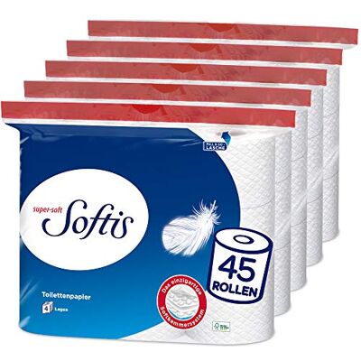 Softis 4-lagers toalettpapper - 45 rullar - Softkomora System Softis 4-lagers toalettpapper - 45 rullar - Softkomora System