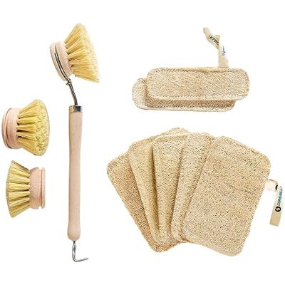 Chinchilla ® Set med 7 luffasvampar 1 diskborste med 3 spetthuvuden 7 hållbara disksvampar i olika Storlekar Köksborste med naturfiberborst återanvändbar och hållbar Chinchilla ® Set med 7 luffasvampar 1 diskborste med 3 spetthuvuden 7 hållbara disksvampar i olika Storlekar Köksborste med naturfiberborst återanvändbar och hållbar