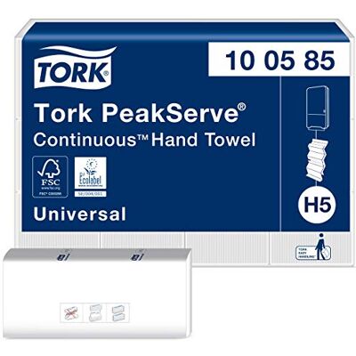Tork PeakServe Continuous Handduk vit H5, Universal-kvalitet, komprimerade, 12 x 410 ark, 100585 Tork PeakServe Continuous Handduk vit H5, Universal-kvalitet, komprimerade, 12 x 410 ark, 100585
