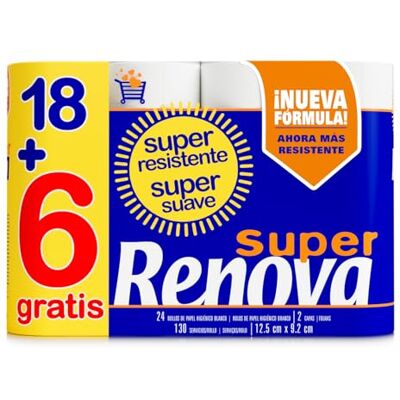 Renova Toalettpapper Super Prom – 24 rullar vita Renova Toalettpapper Super Prom – 24 rullar vita