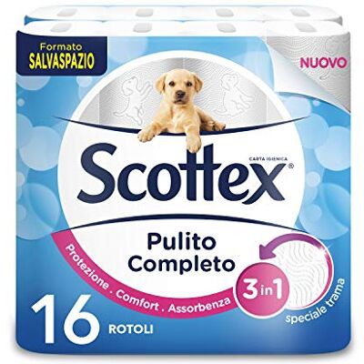 Scottex Ren Komplett toalettpapper, Förpackning med 16 Maxi rullar Scottex Ren Komplett toalettpapper, Förpackning med 16 Maxi rullar