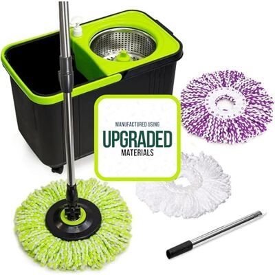 Simpli-Magic Premium Spin mopp rengöringshink set med 3 mikrofibermopphuvuden ingår Simpli-Magic Premium Spin mopp rengöringshink set med 3 mikrofibermopphuvuden ingår