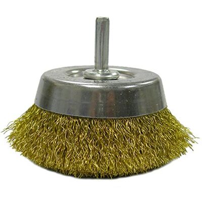 Weiler 14310 krimpad tråd verktygskopp borste, 1 3/4 tum, 0,06 tum mässingsfyllning, 1/4 mm stam (paket med 10), 2-3/4" / .0118", 1 Weiler 14310 krimpad tråd verktygskopp borste, 1 3/4 tum, 0,06 tum mässingsfyllning, 1/4 mm stam (paket med 10), 2-3/4" / .0118", 1