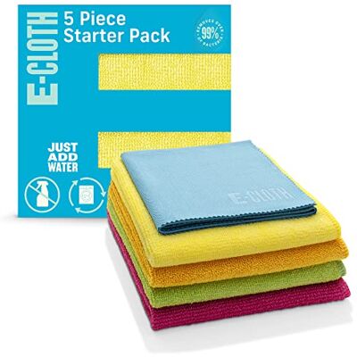 e-cloth Startpaket i mikrofiberduk, återanvändbara mikrofiberdukar, 300 tvättgaranti, blandade färger, 5 tygset, 1-pack e-cloth Startpaket i mikrofiberduk, återanvändbara mikrofiberdukar, 300 tvättgaranti, blandade färger, 5 tygset, 1-pack