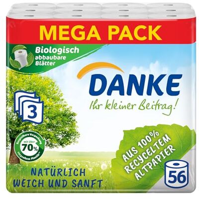 Danke Dein kleiner Beitrag! Toalettpapper, Vit, 56 stycken Danke Dein kleiner Beitrag! Toalettpapper, Vit, 56 stycken