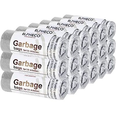 ELPHECO 2,5 gallon papperskorgar │ 15 liter dragskoväskor │ Små soppåsar för badrum kontor vardagsrum användning │ Lämplig för 1,5-4 gallon papperskorg │ 45 cm x 50 cm │ 180 st/18 rullar ELPHECO 2,5 gallon papperskorgar │ 15 liter dragskoväskor │ Små soppåsar för badrum kontor vardagsrum användning │ Lämplig för 1,5-4 gallon papperskorg │ 45 cm x 50 cm │ 180 st/18 rullar