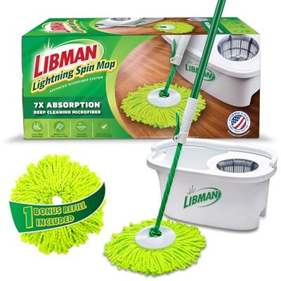 LIBMAN COMMERCIAL Libman Lightning Spin moppsystem Plus 1 påfyllningshuvud Mopp och hink med vridare set Golvmopp Spin Mop Libman-mopp Moppar för golvrengöring trägolvmopp 2 totalt mopphuvuden inkluderade LIBMAN COMMERCIAL Libman Lightning Spin moppsystem Plus 1 påfyllningshuvud Mopp och hink med vridare set Golvmopp Spin Mop Libman-mopp Moppar för golvrengöring trägolvmopp 2 totalt mopphuvuden inkluderade
