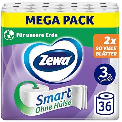 Zewa Smart toalettpapper utan ärmar, storpack med 36 rullar (9 x 4 x 300 ark) Zewa Smart toalettpapper utan ärmar, storpack med 36 rullar (9 x 4 x 300 ark)