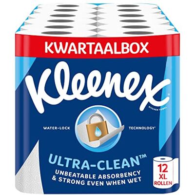 Kleenex ® köksrulle Ultra Clean™ 12 Maxi XL köksrullar, kökspapper med oöverträffad absorptionsförmåga och styrka – 100% återvinningsbar förpackning Kleenex ® köksrulle Ultra Clean™ 12 Maxi XL köksrullar, kökspapper med oöverträffad absorptionsförmåga och styrka – 100% återvinningsbar förpackning