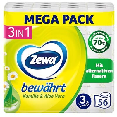 Zewa beprövad kamomill toalettpapper med rastdel 7 x 8 rullar Zewa beprövad kamomill toalettpapper med rastdel 7 x 8 rullar